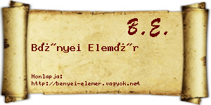 Bényei Elemér névjegykártya
